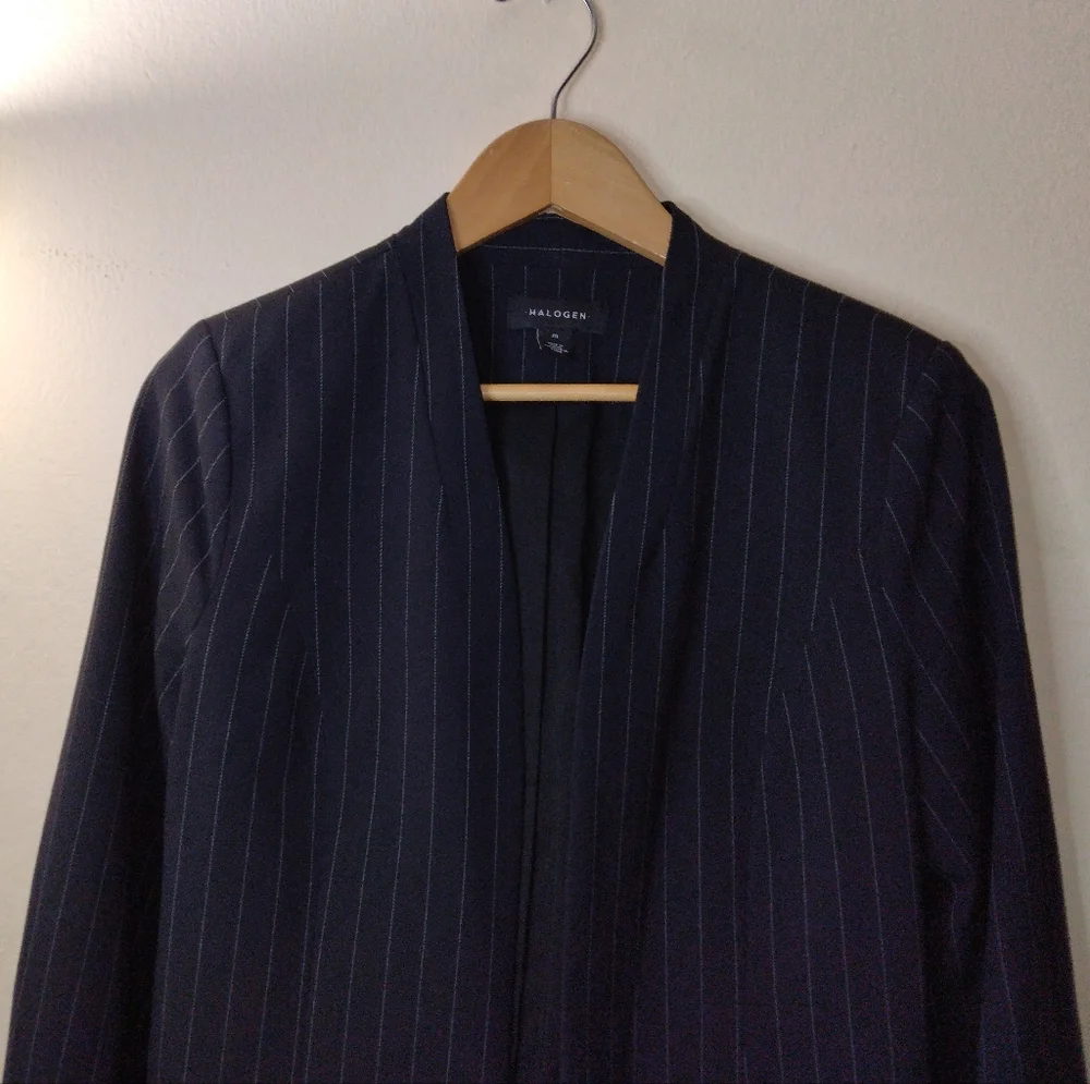 Halogen Clean Open Front Pinstripe Blazer Size M